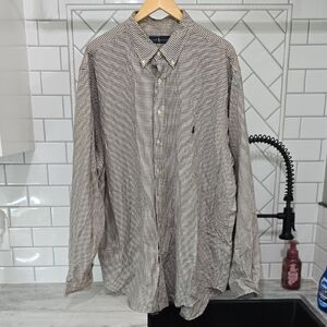 Ralph Lauren Brown & Crème Gingham Button Down Shirt Men’s 2XLT